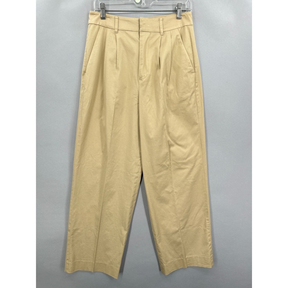 Avec Les Filles Pants Womens‎ 6 High Rise Wide Leg Pleated Trousers Khaki